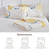 Joyreap 2 Pieces Floral Patchwork Quilt Set Twin, Yellow n White Flowers Design, Soft n Cozy Microfiber Quilt, Bedspread Bed Cover for All Season, 1 Quilt and 1 Pillow Sham- 68x86 inches Joyreap