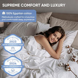 TWK 1200 TC 100% Egyptian Long-Staple Cotton Bedding Sheets Set, Luxury Hotel Style Deep Pocket with Elastic Reinforced Seams Sheet Set, Soft & Comfy Natural Sheets (White, King) TWK