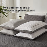 WONGS BEDDING Boho Comforter Set Queen,7 Pieces White Grey Geometric Bed in a Bag Comforter Bohemian Soft Microfiber Bedding Set for All Season with Pillowcases & Shams,Flat Sheet,Fitted Sheet WONGS BEDDING