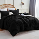 CozyLux King Size Comforter Set Black, 3 Pieces Solid Comforters King Size Breathable Quilted Style Bedding Set, Luxury Soft Microfiber Down Alternative Comforter Bed Set (1 Comforter & 2 Pillowcases) CozyLux