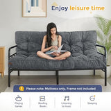 MAXYOYO 6" Futon Mattress Full Size, Tufted Futons Sofa Couch Bed with Twisted Rope Design Edging, Thick Corded Fabric Floor Mattress for Adults, Shredded Foam Filling (Frame Not Included), Dark Grey MAXYOYO