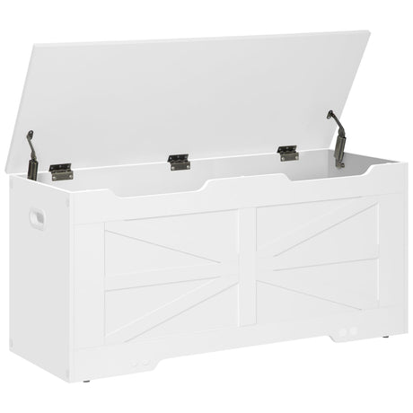 Hzuaneri Storage Chest, Storage Trunk, Wooden Storage Bench - 39.4" Lift-Top Storage Organizer with 2 Safety Hinges, Shoe Bench for Entryway, Bedroom, Living Room, White SB03403X Hzuaneri