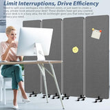 Room Divider Privacy Soundproof Panel with Wheels, 4 Panel Wall Divider (Aluminum Frame) for Room Partition, Folding Room Dividers Space Separation Office Cubicle Wall Sound Proof Partition Divider HOMSCREENER