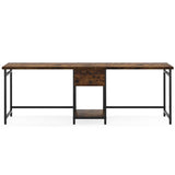 Tribesigns 78.74’’ Two Person Desk with 2 Drawers, Long Double Computer Desk Gaming Table with Shelves, Industrial Study Writing Table Workstation for Home Office, Rustic Brown Tribesigns