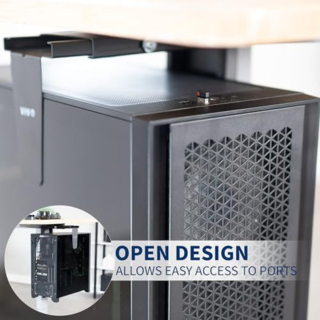 VIVO Under Desk and Wall 8.3 to 13 inch Wide Office and Gaming PC Mount, Large Computer Case CPU Machine Holder with Swivel and Locking, Holds 44 lbs, Black, MOUNT-PC01L VIVO