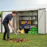 GarveeLife Outdoor Storage Shed, 80 Cu.Ft Outdoor Trash Can Storage Box with Lockable Door&Sloped Roof,Cabinet with Multi-Use Rust Prevention Galvanized Steel Enclosure for Yard, Garden, Patio GarveeLife