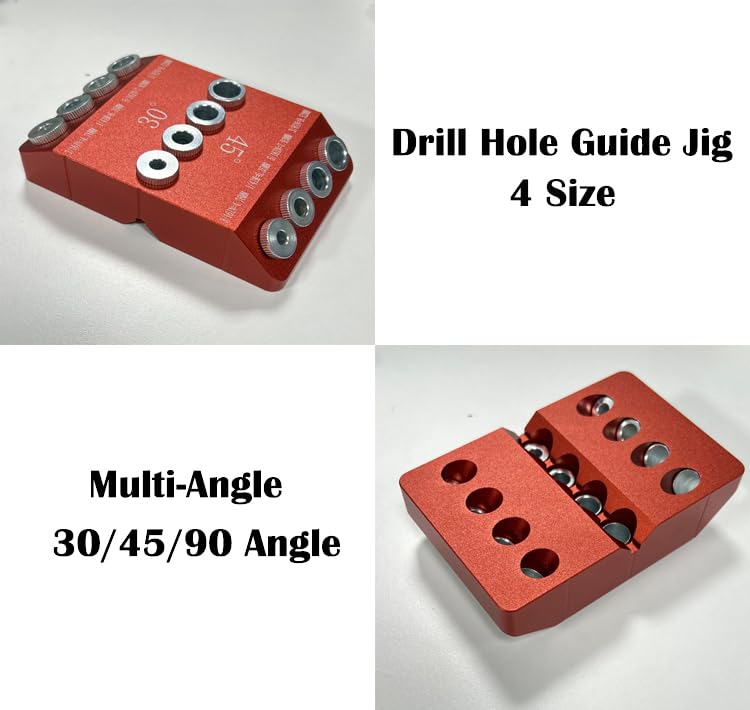 YuanTenhwy 4 Sizes 30 45 90 Degree Angle Drill Guide Jig for Angled Hole and Straight Hole,Drill Block，Dowel Drill Guide，Stair Wire Handrail, Deck Cable Railing Lag Screw Drilling Template Bl - WoodArtSupply