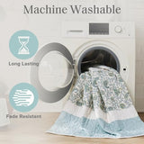 Madison Park 100% Cotton Quilt Set Floral Print, Double Sided Stitching, All Season, Lightweight Coverlet Shabby Chic Bedding Layer, Matching Shams, Full/Queen, Light Teal 6 Piece,Aqua Madison Park
