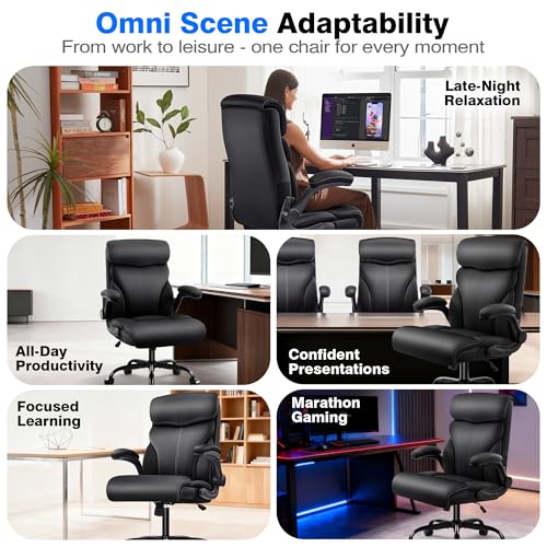 AreShark Office Chair - Executive High Back Breathable Comfy Desk Chair with Lumbar Support - Ergonomic Leather Rolling Swivel Computer Chair with Rock Function for Working Studying Gaming Relaxing AreShark