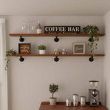 Industrial Pipe Shelving Shelf, Wall Shelves Wood Shelf:Kitchen Shelves, 60 Inches Wood Long Floating Shelves for Wall Farmhouse Pipe Book Shelves Dark Brown for Decor and Bar Shelving IEO