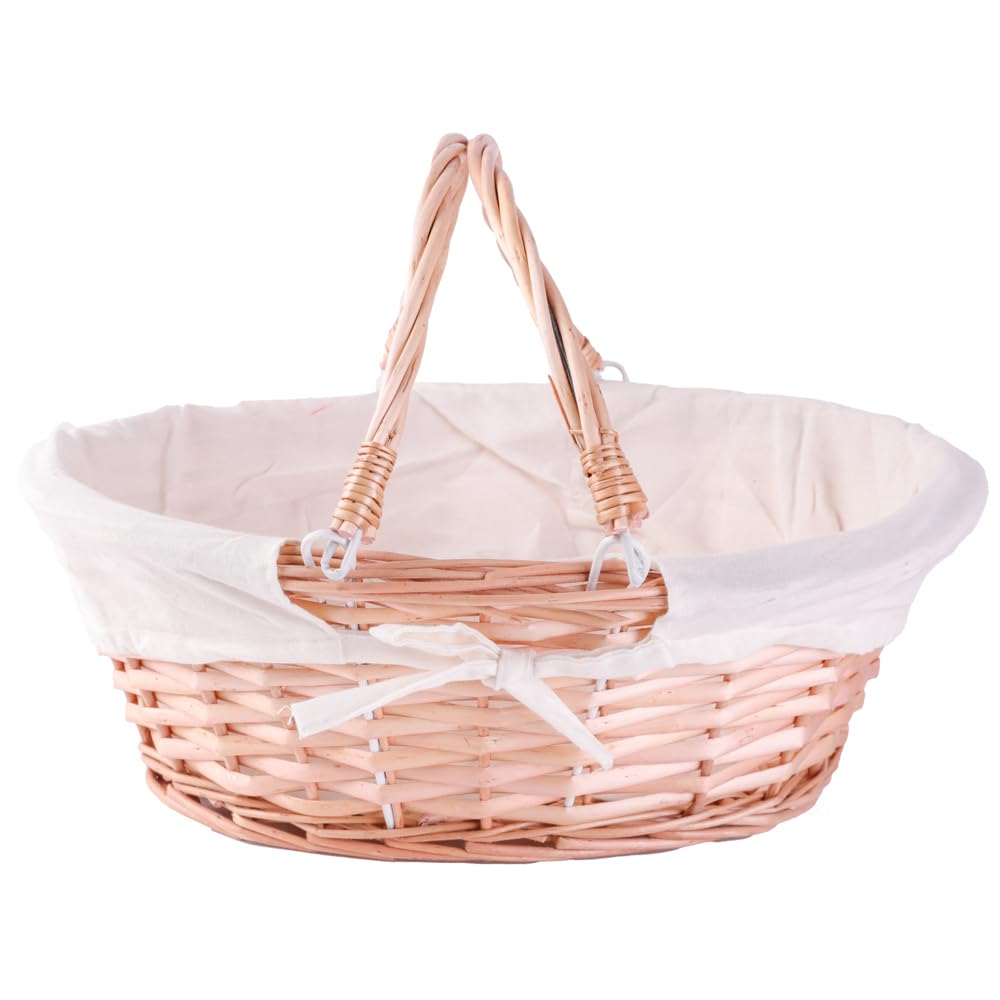 Vintiquewise(TM) QI003055.WF Oval Willow Basket with Double Drop Down Handles - WoodArtSupply