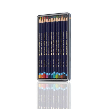 Derwent Inktense Pencils Tin, Set of 12, Great for Holiday Gifts, 4mm Round Core, Firm Texture, Watersoluble, Ideal for Watercolor, Drawing, Coloring and Painting on Paper and Fabric (0700928) Derwent