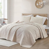 Exclusivo Mezcla Queen Quilt Bedding Set, Lightweight Soft Bedspreads Coverlets with 2 Pillow Shams, Modern Brich Beige Quilts Queen Full Size for All Seasons Exclusivo Mezcla