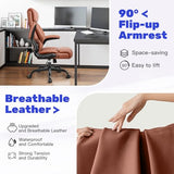 High Back Executive Office Chair - Ergonomic Computer Desk with Rocking Function, Leather Managerial with Adjustable Flip-Up Armrests and Lumbar Support BestGlory