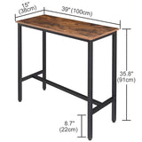 RokiaTek 39" Rustic Brown Bar Table - Versatile Narrow Pub Height Dining Table with Sturdy Metal Frame RokiaTek