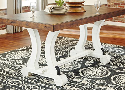 Signature Design by Ashley Valebeck Farmhouse Rectangular Extension Dining Table, Fits up to 8, White & Brown