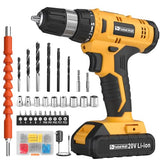 FADAKWALT Cordless Drill Set, 20V Electric Power Drill with Battery And Charger, Torque 30N, 21+1 Torque Setting, 3/8-Inch Keyless Chuck, Drill Driver Bits Kit, with LED Electric Drill Set. （Yellow) FADAKWALT