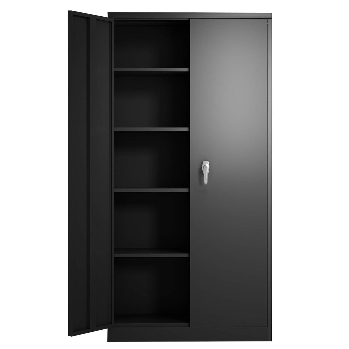 Metal Storage Cabinet,Steel Storage Cabinet with 2 Doors and 4 Adjustable Shelves,Black Metal Cabinet with Lock,72" Tall Steel Generic