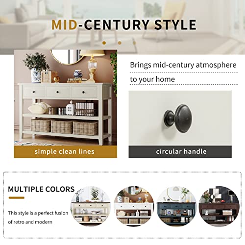 Mid-Century Console Table Modern Solid Wood Frame Sofa Table with 2 Tier Open Shelves and 3 Top Storage Drawers Entryway Table for Living Room Hallway Foyer, Easy Assembly Knocbel