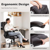 DUMOS Office Chair - Ergonomic Executive Computer Desk Chairs with Adjustable Flip-up Armrest, Swivel Task Chair with Lumbar Support, PU Leather, Brown DUMOS
