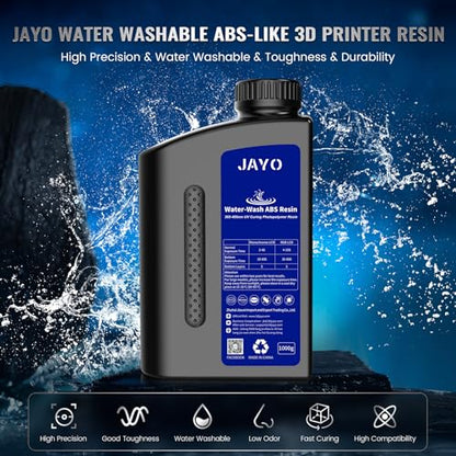 JAYO Water Washable ABS-Like Resin, 3D Printer Resin 405nm UV Standard Rapid Photopolymer Resin for LCD/DLP/SLA 3D Printer, High Precision, Non-Brittle, Low Odor, Easy to Use, Grey 1000g