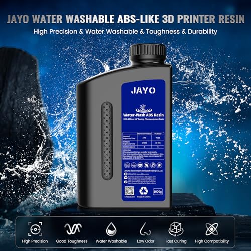 JAYO Water Washable ABS-Like Resin 2KG, 3D Printer Resin 405nm UV Standard Rapid Photopolymer Resin for LCD/DLP/SLA 3D Printer, High Precision, Non-Brittle, 1KG Bottle, 2 Pack, Grey+White