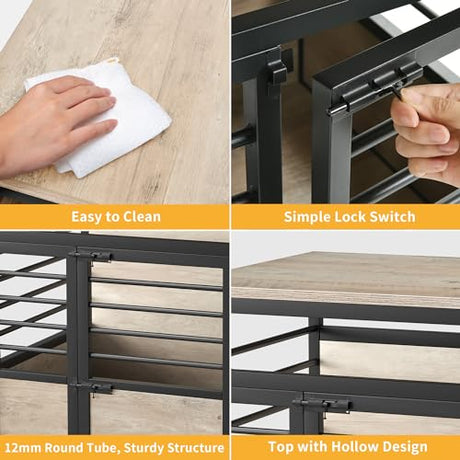 DWVO Dog Crate Furniture, 39.4 Inch Dog Kennel Indoor Furniture with Double Doors, End Table Cage for Large Dogs, Modern Decorative Cage Wooden Dogs Crate Furniture with Wheels, Grey DWVO