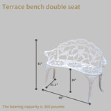 KAILI Garden Bench, Metal Aluminum Rose, Suitable for Garden Porch Park Front Porch Balcony Outdoor (White) KAILI