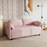 Anwick Modern Velvet 3 in 1 Sleeper Sofa Bed,Convertible Folding Futon Sofa Pull Out Couch Bed with 3 Reclining Backrests,Pillows,54" Small Love Seat for Compact Living Room Office (Pink, 54") Anwick