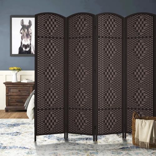 Rose Home Fashion 6 ft Tall Room Divider, Room Dividers and Folding Privacy Screens, 15.7in Privacy Screen 4 Panel Partition Temporary Wall Separation for Private, Dark Coffee Rose Home Fashion