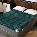 ALEEIK Plush Full Size Floor Mattress, Winter Ultra Warm Mattress Topper Foldable Bed Roll Up Camping Mattress Trifold Futon Mattress(120x200cm(47x79inch), Green) ALEEIK