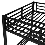Full Over Full Bunk Bed Frame with Noise Reduced Design, Heavy Buty Floor Bunk Bed with Build in Ladder for Kids, Teens, No Box Spring Needed, Not Include Mattress Bellemave