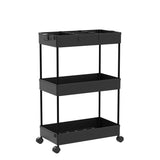 SPACELEAD 3 Tier Rolling Cart with Wheels, Storage Craft Art Trolley Organizer Serving, 3 Hanging Baskets Easy Assembly, for Office, Living Room, Kitchen, Black SPACELEAD