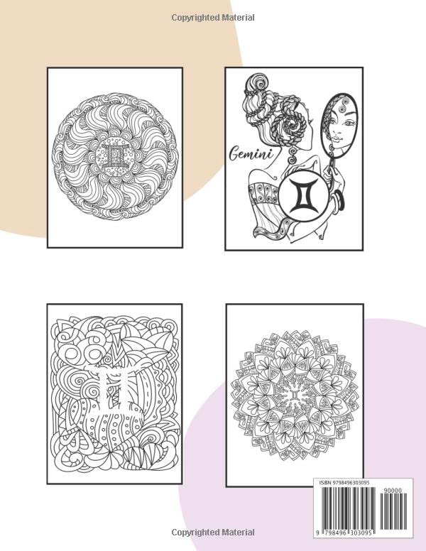 Gemini Coloring Book: Astrology Coloring Book for Gemini Zodiac Sign with Relaxing Designs Majosta