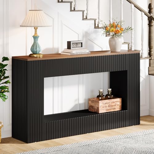 Tribesigns Modern Console Table, 55-Inch Wood Entryway Table with Storage, Narrow Long Sofa Table Behind Couch Table for Living Room, Foyer, Hallway, Black Tribesigns