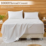 Bedlifes Deep Pocket Sheets 18-24 Inch, King Size Egyptian Cotton 1000 Thread Count, 4-Piece - Fits Extra Thick Mattresses, Cooling & Breathable (White) Bedlifes