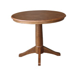 IC International Concepts 36" Round Top Pedestal 12" Leaf-30.1" H Dining Table, Distressed Oak IC International Concepts