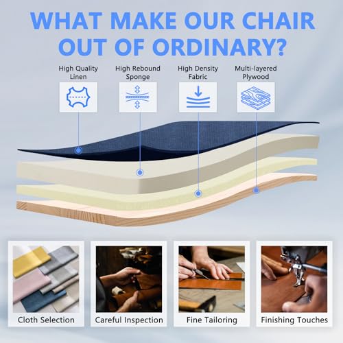 CLATINA Blue Cloth Office Chair Fabric Covered Desk Chair, Adjustable Height Swivel Chairs Ergonomic Executive Chair with Arms and Wheels Comfortable Upholstered 350 LBS CLATINA