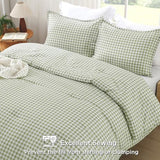 Andency Sage Gingham Comforter Set Full(79x90Inch), Green Checkered Grid Plaid Buffalo Bed Set for Girls Boys Kids Teens, 3 Pieces Lightweight Microfiber Geometric Preppy Bedding Andency