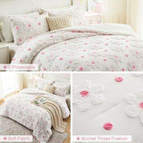 CotComf Twin Comforter Set for Girls 2 Pieces Tufted Daisies Flowers Twin Size Pink Floral Bedding Set Cute Comforter Set for Kids, Lightweight Bed Set for Kids Teen Girls Women CotComf