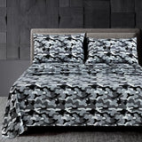 Chezmoi Collection Military Camo 4-Piece Sheet Set - Camouflage Black Gray Printed Microfiber Soft Breathable Deep Pocket Sheets and Pillowcases Set, Full XL Size Chezmoi Collection