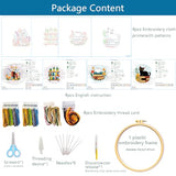 Zhenqing 4 Bookshelf Scenes Embroidery Kit for Beginners, Pre-Printed 29x29cm Circular Cotton Fabric Set with 20cm Hoop, Reading & Library Themed Designs for Home Decor (C0226)