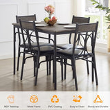 VECELO Dining Table Set for 4, Kitchen Table Set with 4 Chairs for Small Space, Space-Saving and Modern Design, Apartment, Easy to Assemble, Retro Brown VECELO