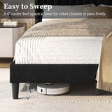 Yaheetech Queen Bed Frame Upholstered Platform Bed with Fabric Headboard, Wing Edge Design/Non-Slip and Noise-Free/Wooden Slats Support/No Box Spring Needed/Easy Assembly, Black Queen Bed Yaheetech