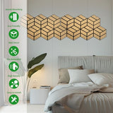 12 Pack Hexagon Acoustic Wood Wall Panels, Sound Proof Foam Panels, High-Density Wood Veneer Tiles for Interior Wall Decor, Recording Studio&Office, 10x9x0.4 Inch AkuDecor