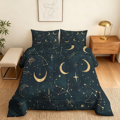 Constellation Comforter Twin & Twin XL Size, Celestial Tarot Galaxy Comforter All Season Down Alternative Twin & Twin XL, Constellation Bedroom Decor Duvet with Pillowcase Generic