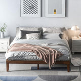 Giantex 14-Inch King Walnut Wood Platform Bed Frame – Minimalist Mattress Foundation with Heavy-Duty Slat Support Giantex