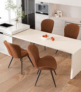 Nalupatio Dining Chairs Set of 6, Modern Dining Room Chairs Comfy Backrest Thick Upholstered Kitchen Chairs 19IN Height with Metal Legs Brown Nalupatio