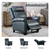 CANMOV Leather Recliner Chair, Classic and Traditional Push Back Recliner Chair with Comfortable Arms and Back for Living Room Bedroom Adjustable Single Sofa, Navy Blue