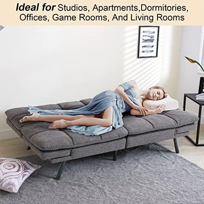 Opoiar Futon Couch,Convertible Futon Sofa Bed,Memory Foam Sleeper Sofa,Adjustable Modern Loveseat,Futon Sets, Sofa Bed for Compact Living Room,Apartment,Office,Grey